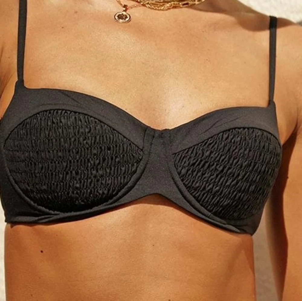 L*Space Marley Smocked Underwire Bikini Top Black